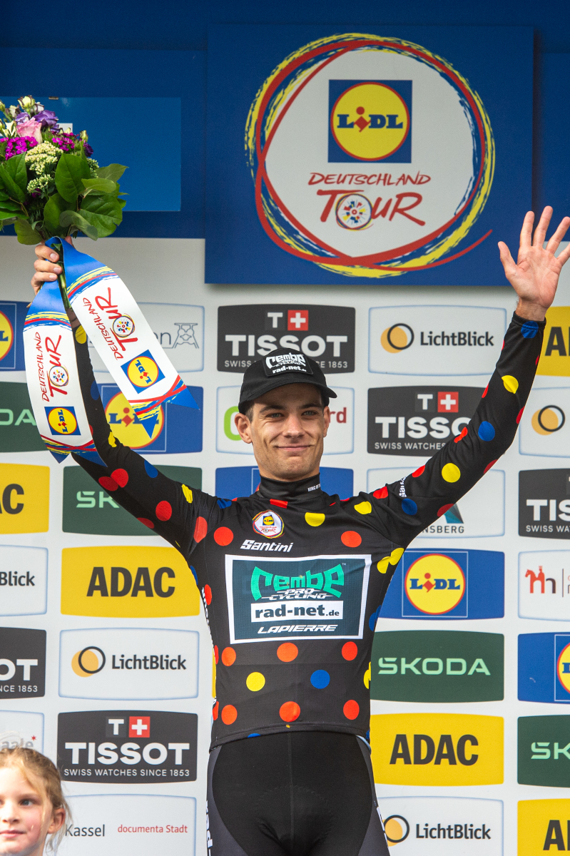 Miguel Heidemann im Bergtrikot der Deutschland-Tour. Foto: Mario Stiehl