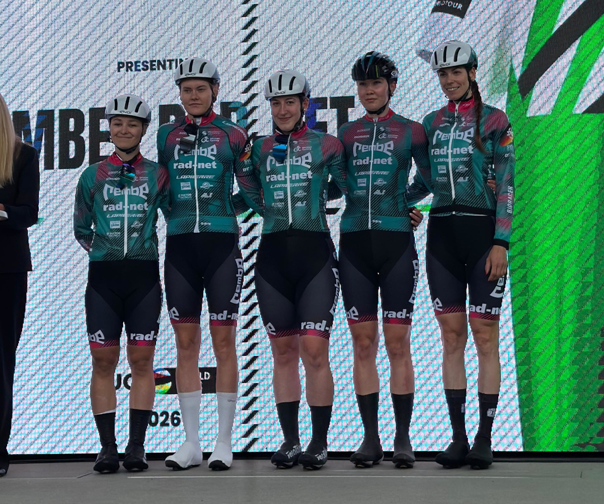 Das Team REMBE | rad-net women beim Copenhagen Sprint (v. li.): Maira Jasch, Miriam Gerwig, Hannah Kunz, Selma Lantzsch und Laura Süßemilch. (Foto: REMBE | rad-net)